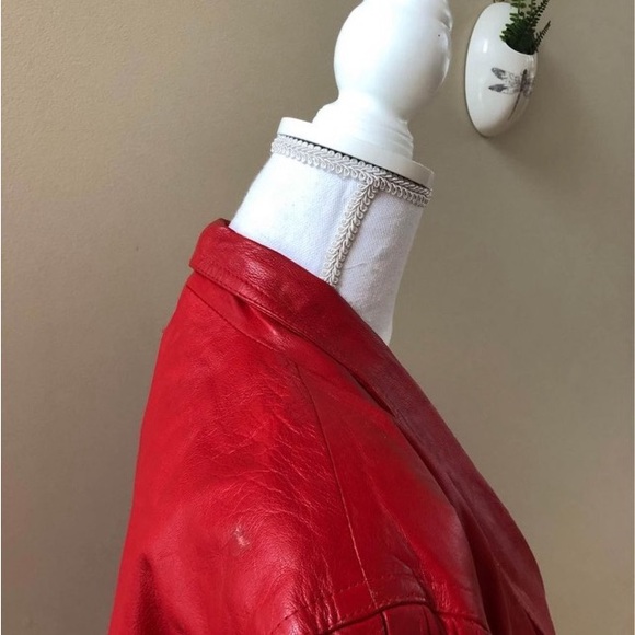 Fashiono Rockstar style RED LEATHER JACKET - Picture 5 of 5